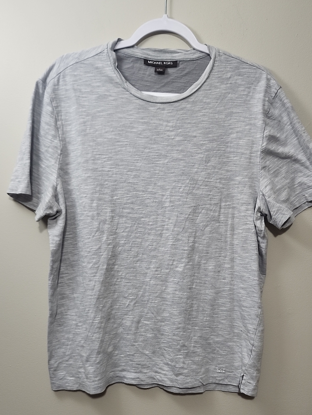 Michael Kors Mens Grey Slub Knit Crewneck T-Shirt Lrg Athleisure Slub Loungewear